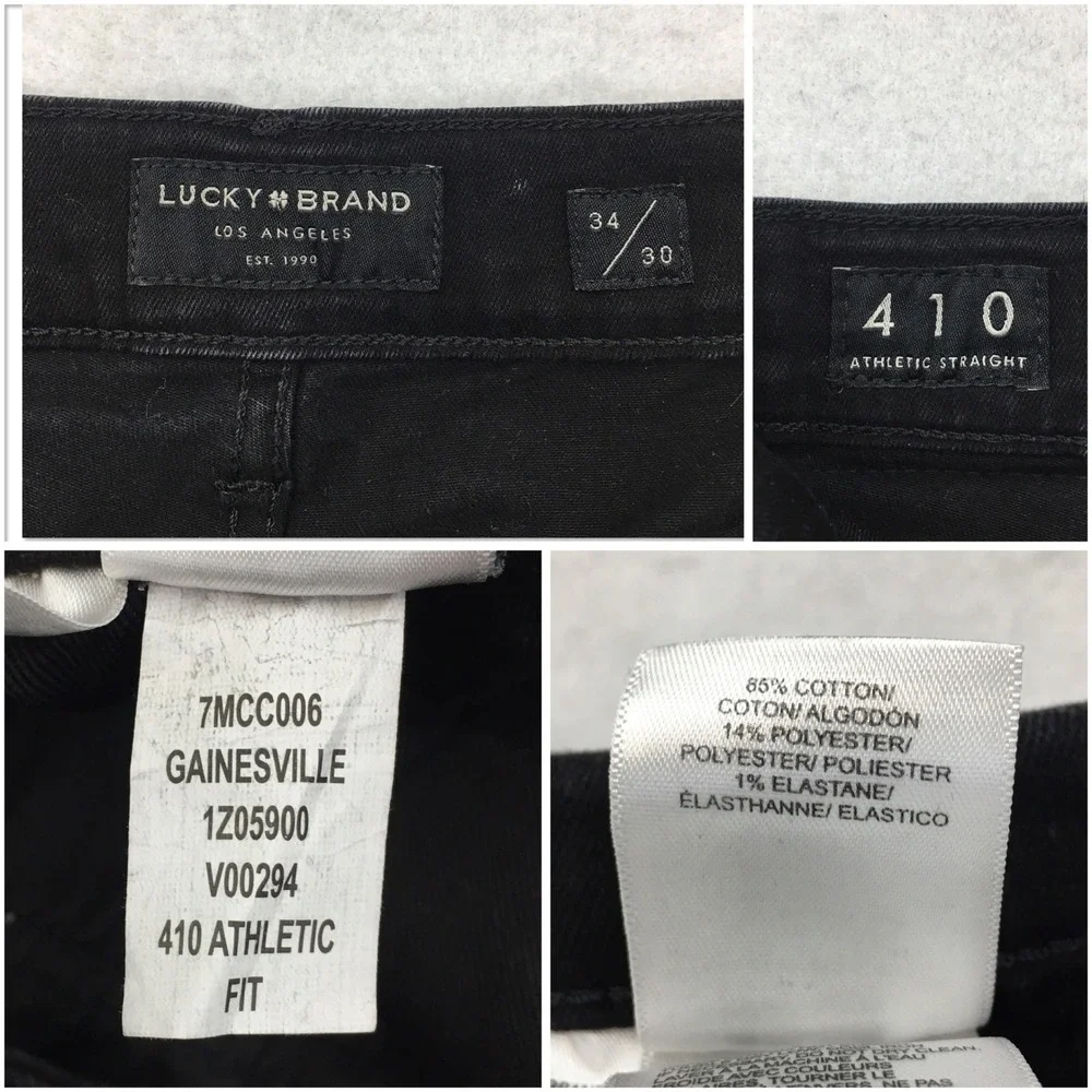 Lucky Brand 410 Athletic Straight Jeans Mens 34x30 Gainesville Black Stretch